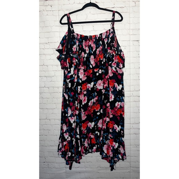 ✨Torrid Floral Print Cold Shoulder Ruffle High Low Midi Dress Plus Size 6 6x - Picture 5 of 6